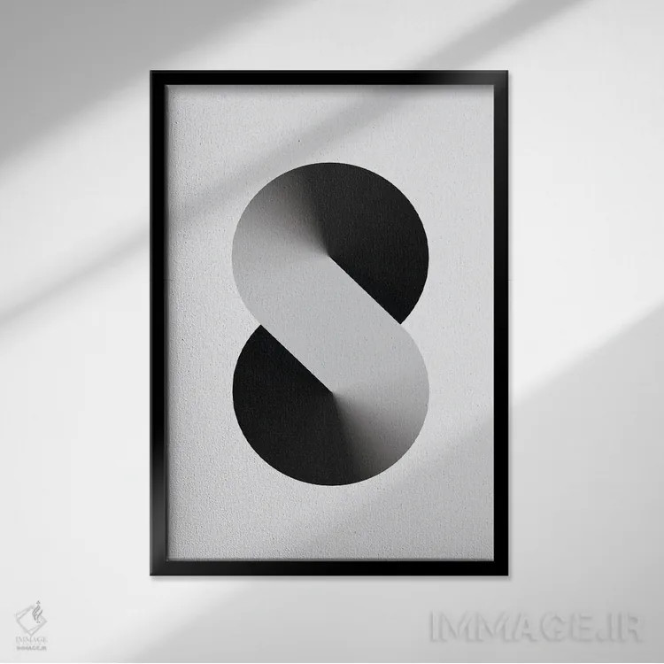 تابلو پسزمینهٔ سفید S شکل (مشکی) اثر آویسیکس - نمای قابدار مشکی