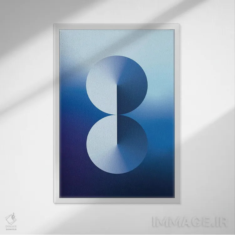 تابلو عدد ۸ با پسزمینه گرباورها آبی اثر آویسیکس - نمای قابدار سفید