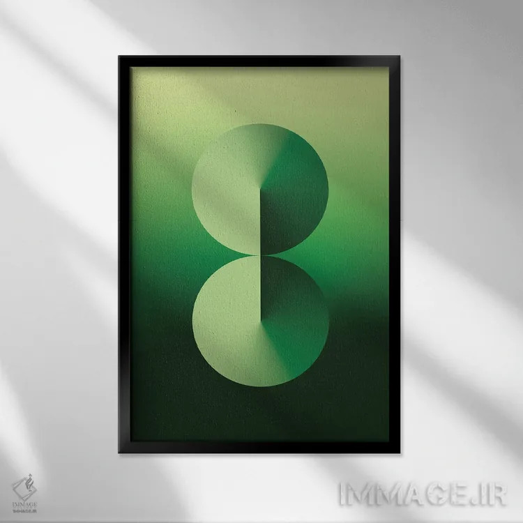تابلو عدد ۸ با پسزمینه گرباورها سبز اثر آویسیکس - نمای قابدار مشکی