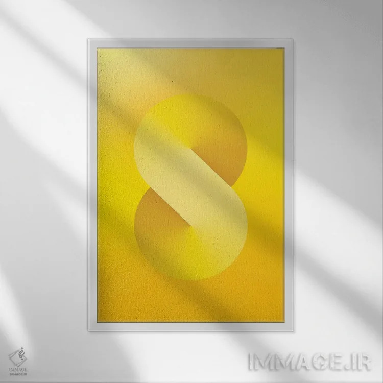 تابلو پسزمینهٔ گرباورها S شکل (زرد) اثر آویسیکس - نمای قابدار سفید