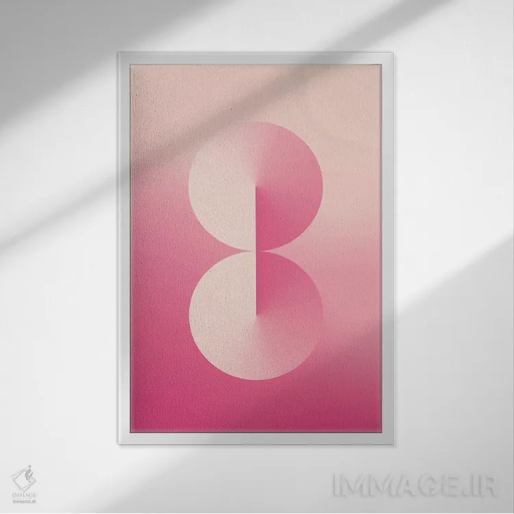 تابلو عدد ۸ با پسزمینه گرباورها صورتی اثر آویسیکس - نمای قابدار سفید