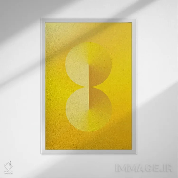 تابلو پسزمینهٔ گرباورها 8 شکل (زرد) اثر آویسیکس - نمای قابدار سفید