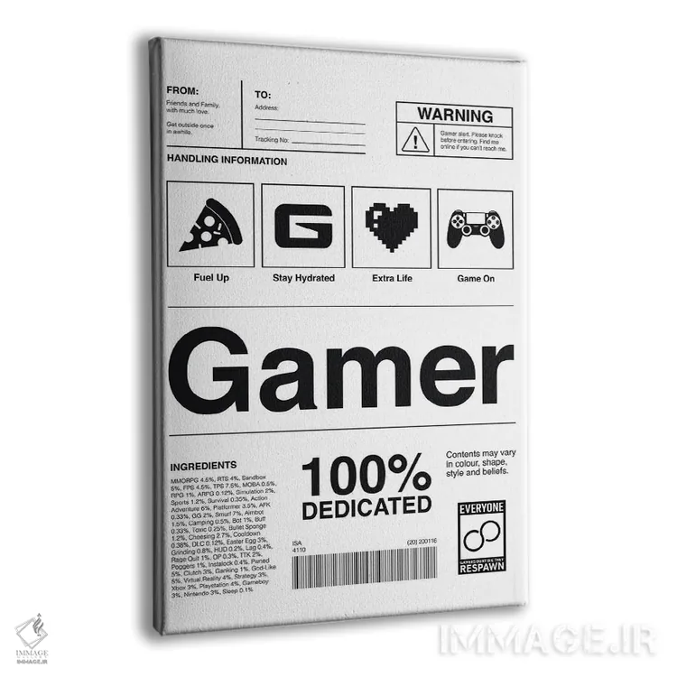 تابلو برچسب گیمر سفید اثر آویسیکس - نمای پرسپکتیو محصول