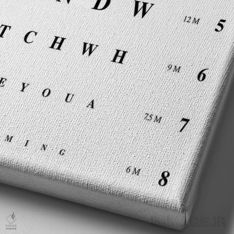 تابلو تست بینایی دستشویی اثر آویسیکس - نمای نزدیک بافت بوم