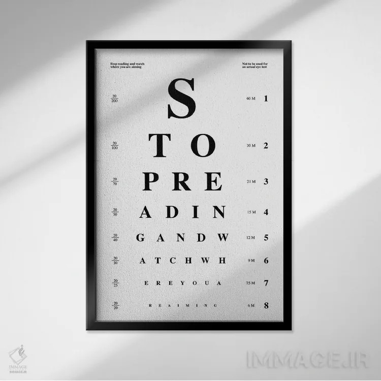 تابلو تست بینایی دستشویی اثر آویسیکس - نمای قابدار مشکی