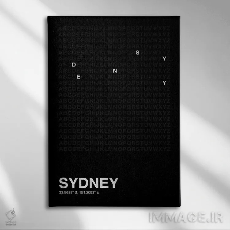 تابلو سیدنی (مشکی) اثر آویسیکس - نمای روبهرو روی دیوار