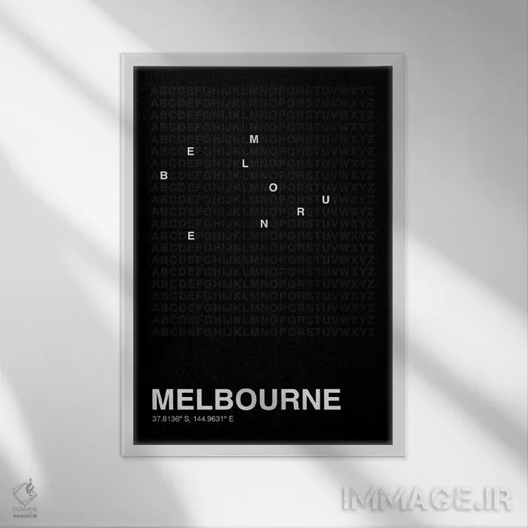تابلو ملبورن (مشکی) اثر آویسیکس - نمای قابدار سفید
