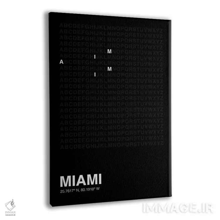 تابلو میامی (مشکی) اثر آویسیکس - نمای پرسپکتیو محصول