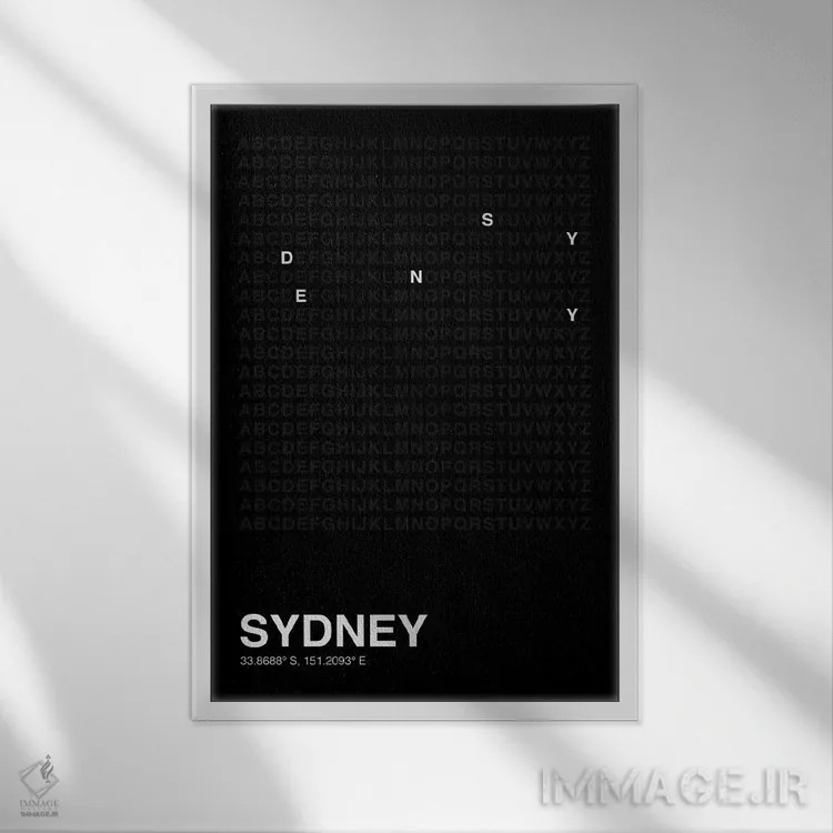 تابلو سیدنی (مشکی) اثر آویسیکس - نمای قابدار سفید