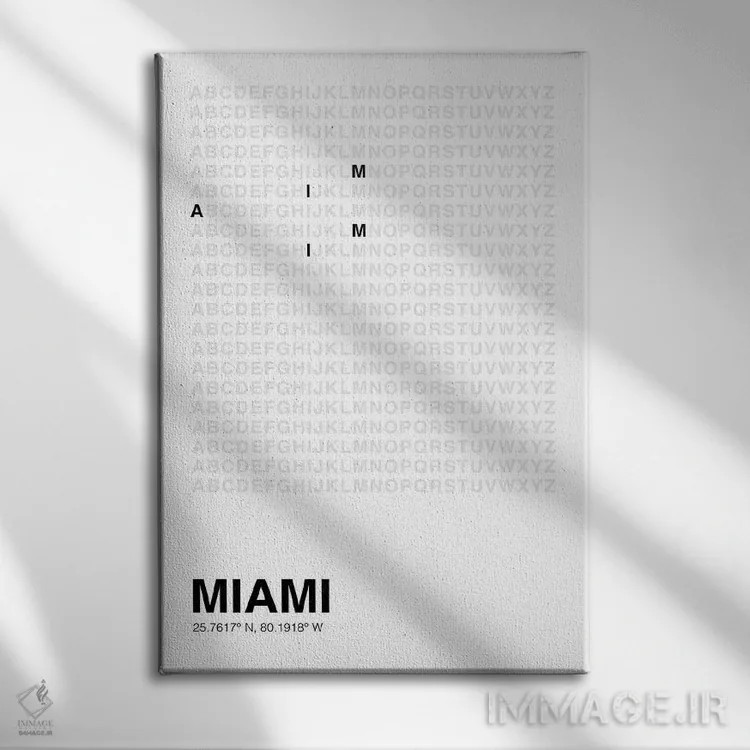 تابلو میامی (سفید) اثر آویسیکس - نمای روبهرو روی دیوار