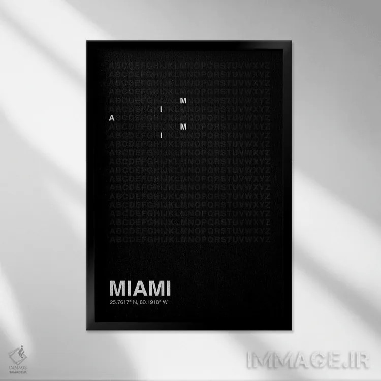 تابلو میامی (مشکی) اثر آویسیکس - نمای قابدار مشکی