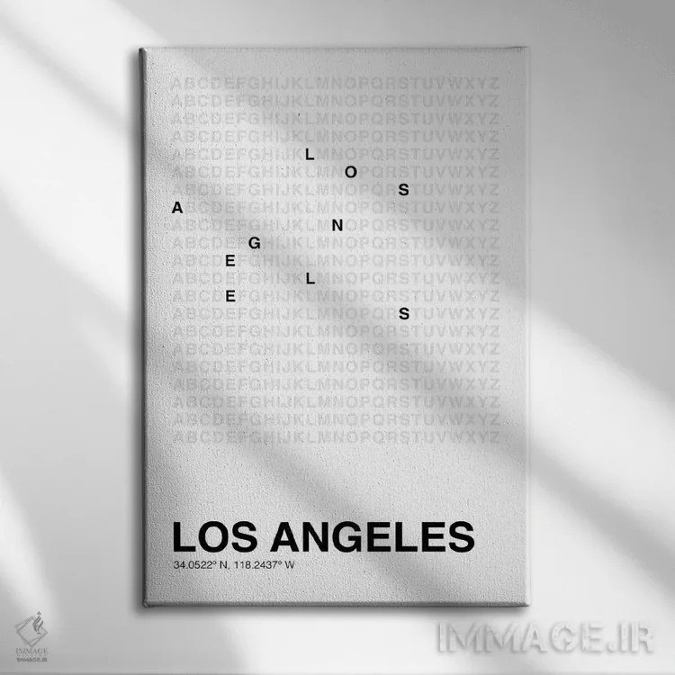 تابلو لسآنجلس (سفید) اثر آویسیکس - نمای روبهرو روی دیوار