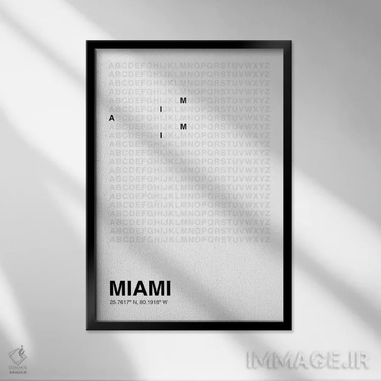 تابلو میامی (سفید) اثر آویسیکس - نمای قابدار مشکی