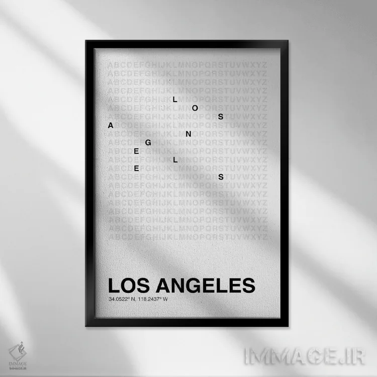 تابلو لسآنجلس (سفید) اثر آویسیکس - نمای قابدار مشکی