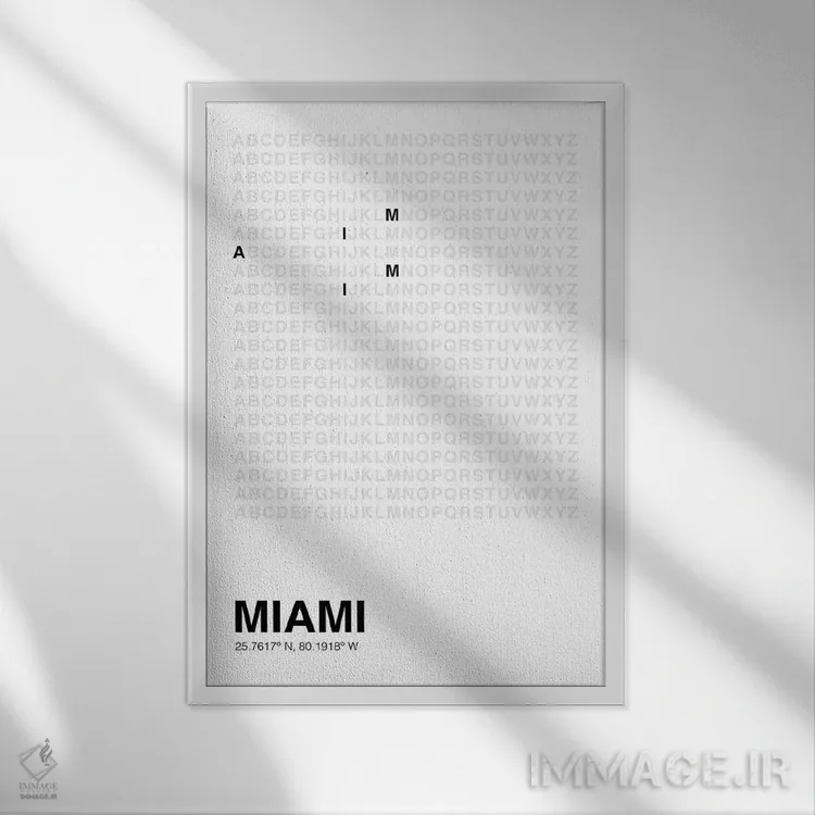 تابلو میامی (سفید) اثر آویسیکس - نمای قابدار سفید