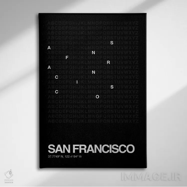 تابلو سان فرانسیسکو (مشکی) اثر آویسیکس - نمای روبهرو روی دیوار