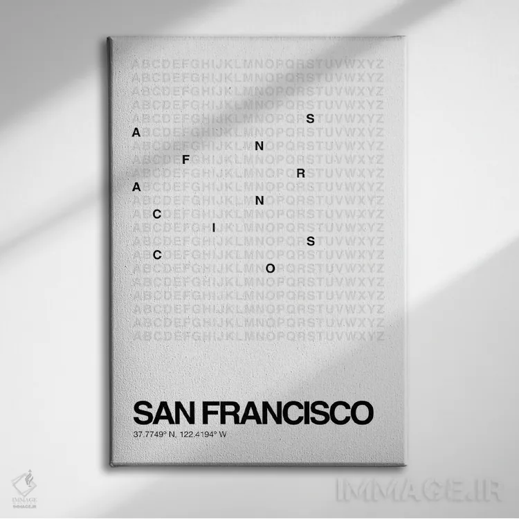 تابلو سان فرانسیسکو (سفید) اثر آویسیکس - نمای روبهرو روی دیوار
