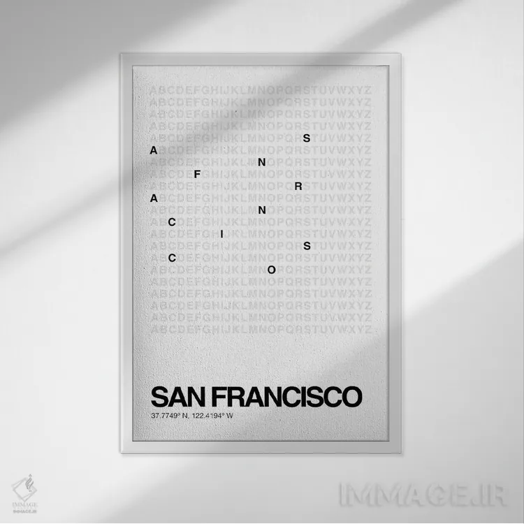 تابلو سان فرانسیسکو (سفید) اثر آویسیکس - نمای قابدار سفید