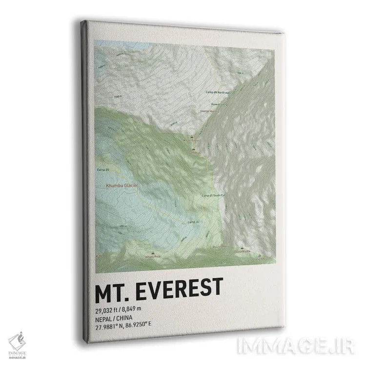 تابلو نقشه توپوگرافی کوه اورست اثر آویسیکس - نمای پرسپکتیو محصول
