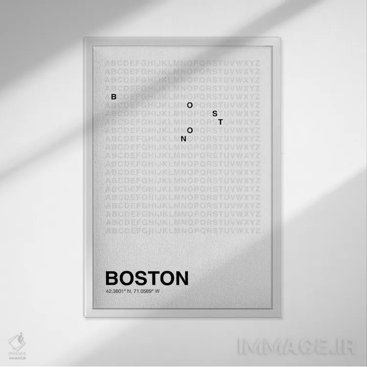 تابلو بوستون (سفید) اثر آویسیکس - نمای قابدار سفید