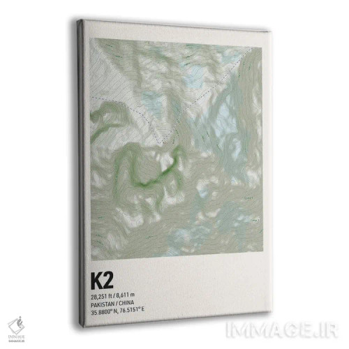 تابلو نقشه توپوگرافی کوه K2 اثر آویسیکس - نمای پرسپکتیو محصول