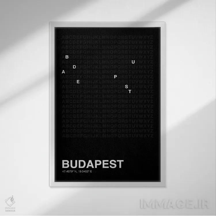 تابلو بوداپست (مشکی) اثر آویسیکس - نمای قابدار سفید