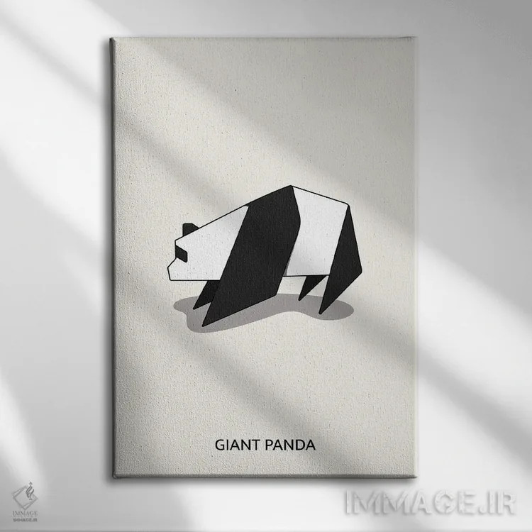 تابلو پاندای اریگامی اثر آویسیکس - نمای روبهرو روی دیوار