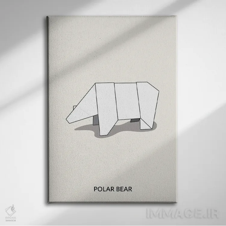 تابلو خرس قطبی اریگامی اثر آویسیکس - نمای روبهرو روی دیوار