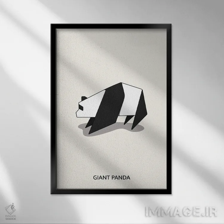 تابلو پاندای اریگامی اثر آویسیکس - نمای قابدار مشکی