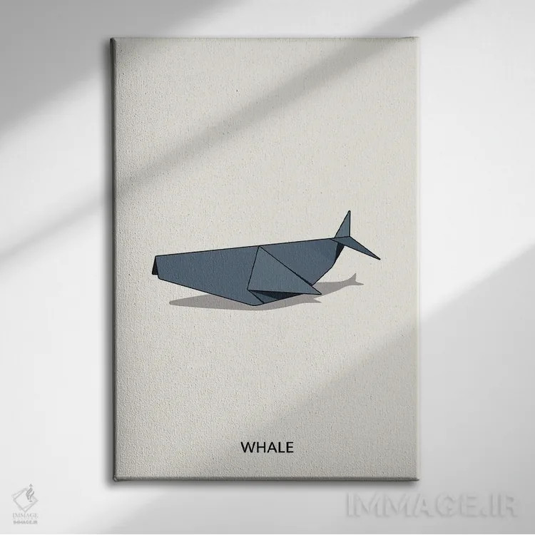 تابلو نهنگ اریگامی اثر آویسیکس - نمای روبهرو روی دیوار