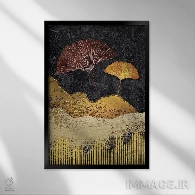 تابلو برگهای جینکو II اثر آرسی بسی - نمای قابدار مشکی