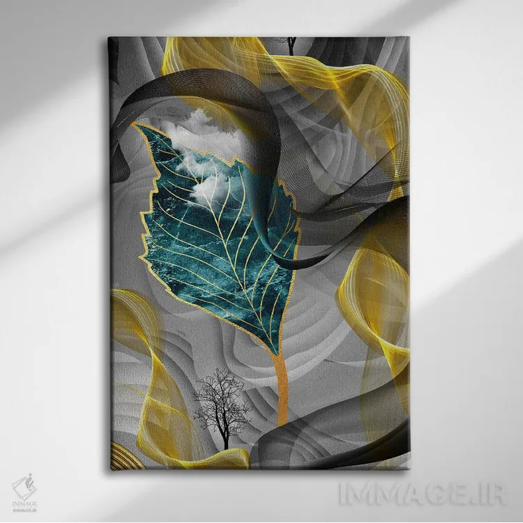 تابلو هنر سهبعدی برگ اثر آرسی بسی - نمای روبهرو روی دیوار