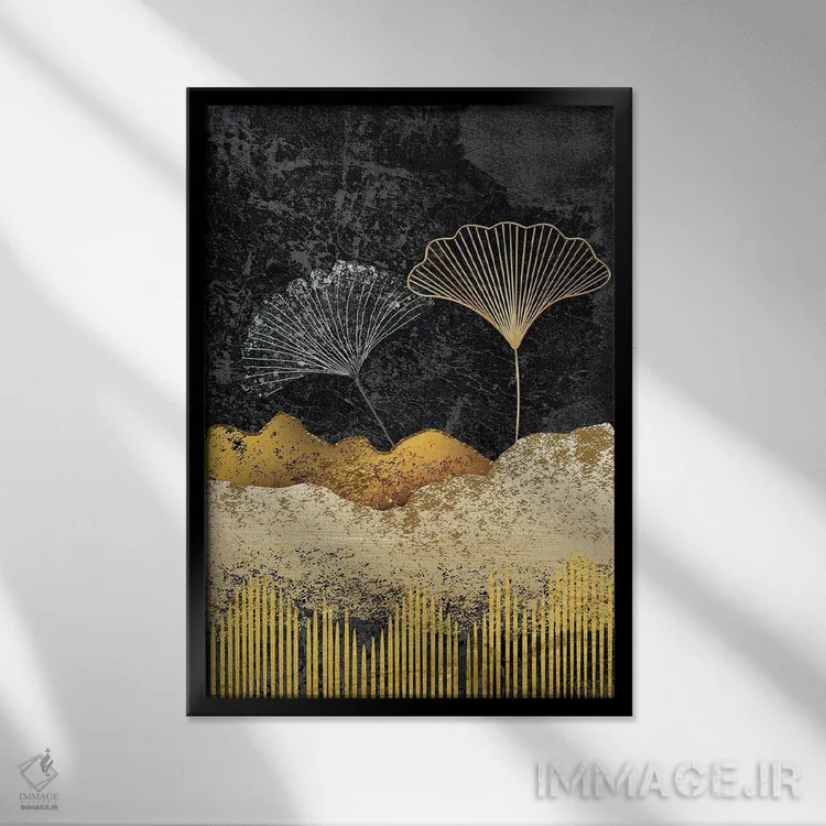 تابلو برگهای جینکو I اثر آرسی بسی - نمای قابدار مشکی