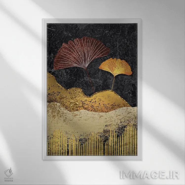 تابلو برگهای جینکو II اثر آرسی بسی - نمای قابدار سفید