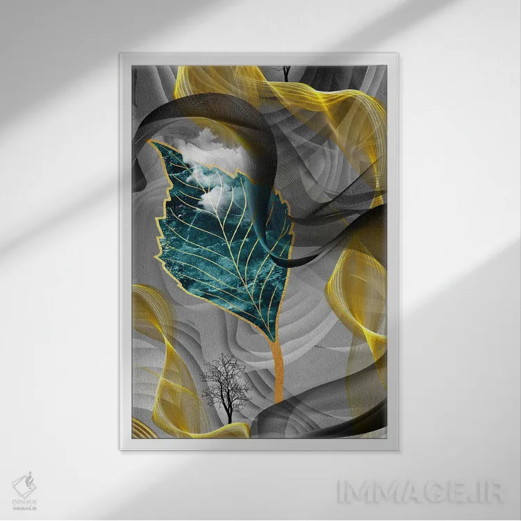 تابلو هنر سهبعدی برگ اثر آرسی بسی - نمای قابدار سفید