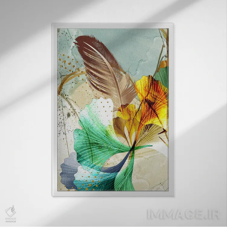 تابلو برگهای سهبعدی I اثر آرسی بسی - نمای قابدار سفید