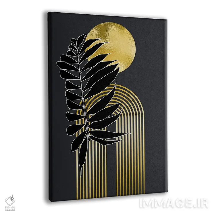 تابلو گیاهی هندسی طلایی و مشکی اثر آرسی بسی - نمای پرسپکتیو محصول