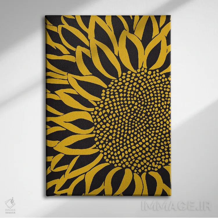 تابلو هنر مدرن گل آفتابگردان اثر آرسی بسی - نمای روبهرو روی دیوار
