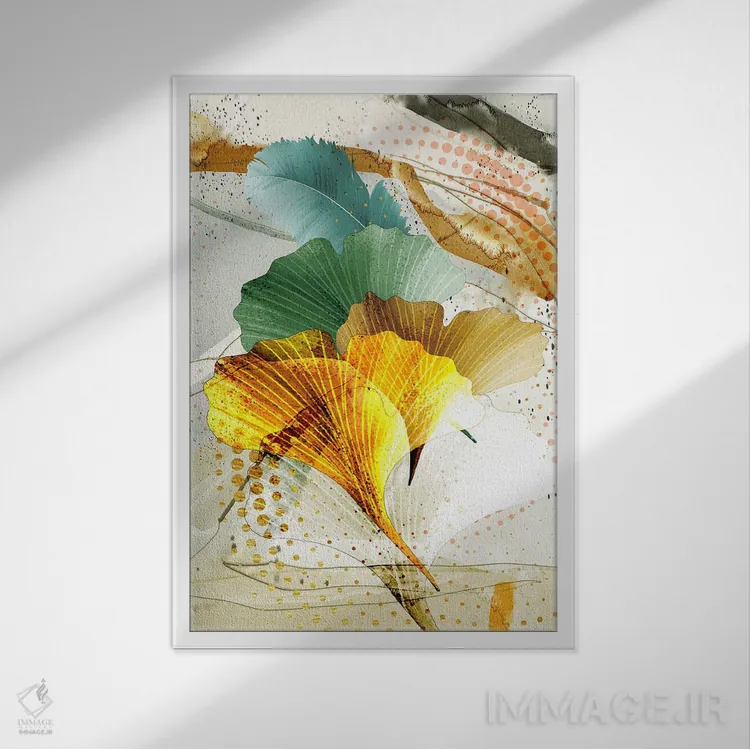 تابلو برگهای سهبعدی II اثر آرسی بسی - نمای قابدار سفید