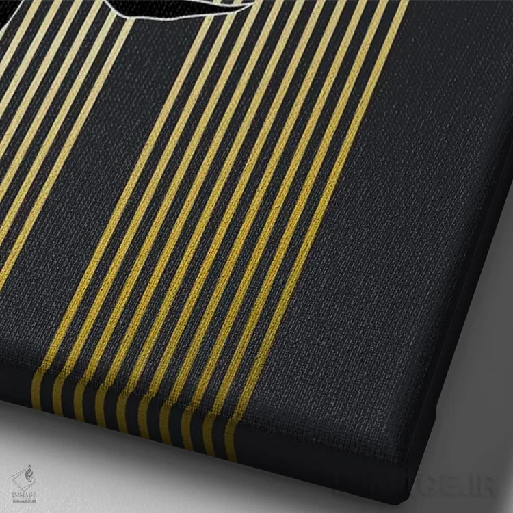 تابلو گیاهی هندسی طلایی و مشکی اثر آرسی بسی - نمای نزدیک بافت بوم