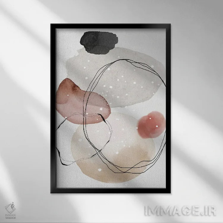 تابلو آبستره آبرنگی مینیمال I اثر آرسی بسی - نمای قابدار مشکی