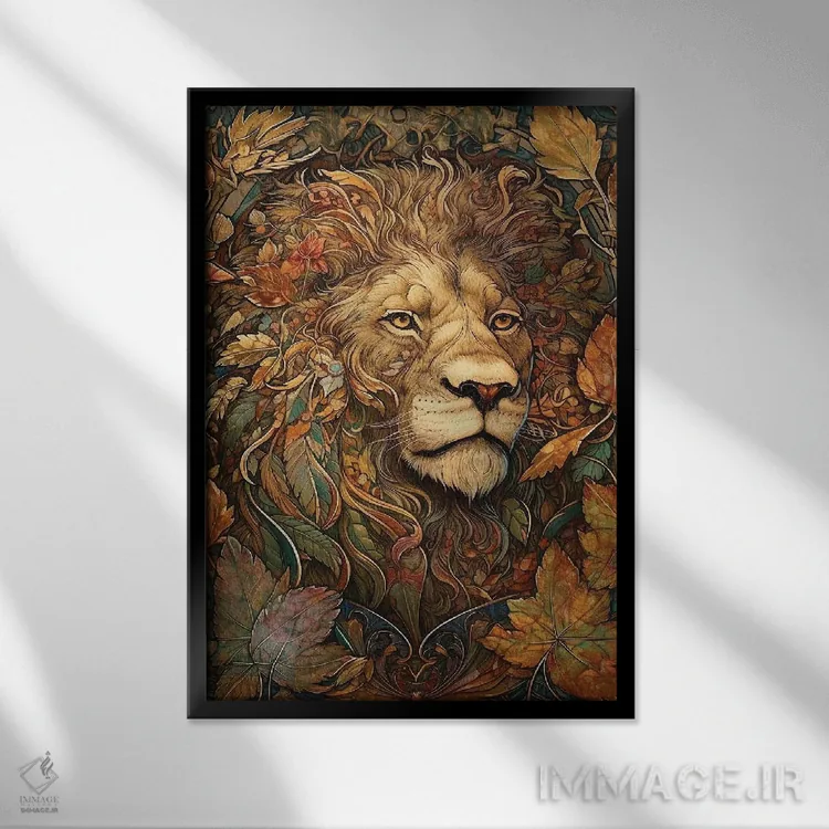 تابلو پرتره شیر پاییزی اثر آرسی بسی - نمای قابدار مشکی