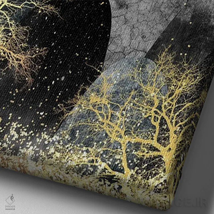 تابلو سنگریزههای اقیانوس و امواج طلایی اثر آرسی بسی - نمای نزدیک بافت بوم