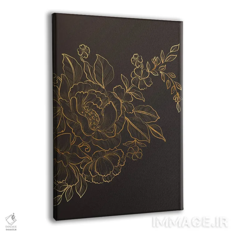 تابلو گلهای ابریشمی طلایی I اثر آرسی بسی - نمای پرسپکتیو محصول