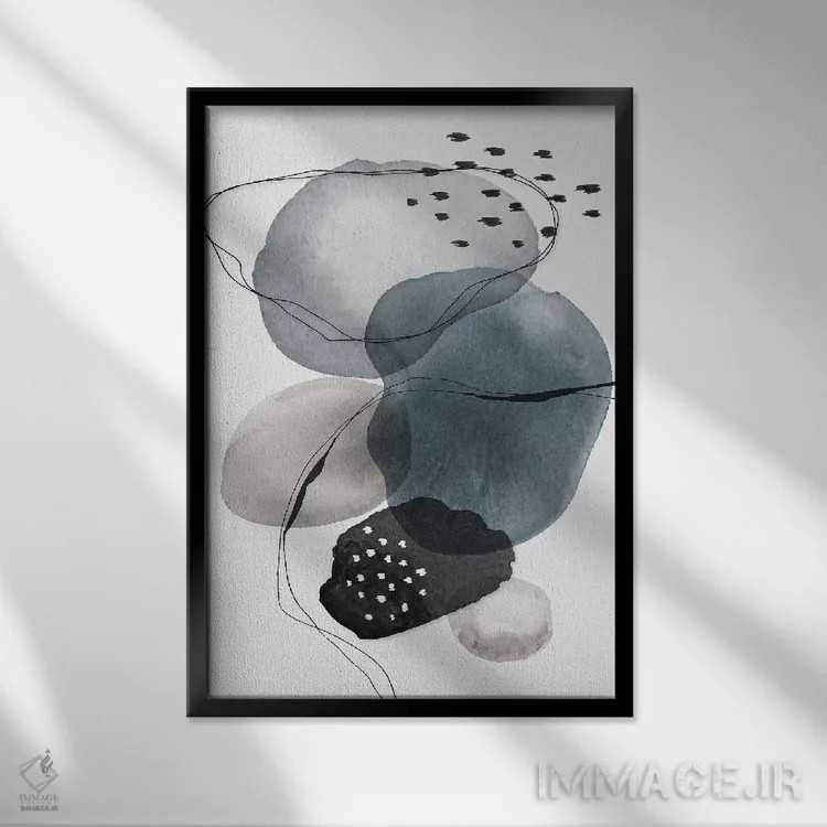 تابلو آبستره آبرنگی مینیمال II اثر آرسی بسی - نمای قابدار مشکی