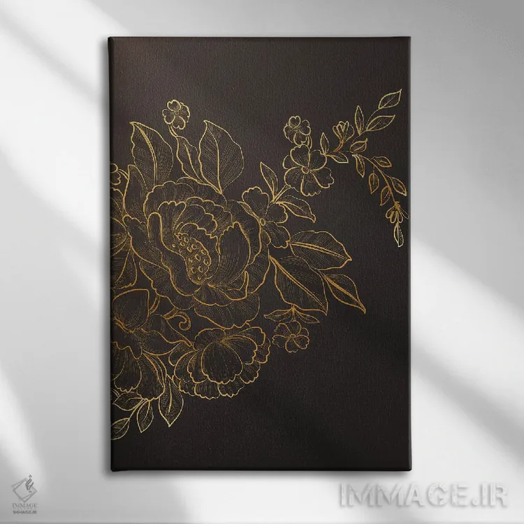 تابلو گلهای ابریشمی طلایی I اثر آرسی بسی - نمای روبهرو روی دیوار