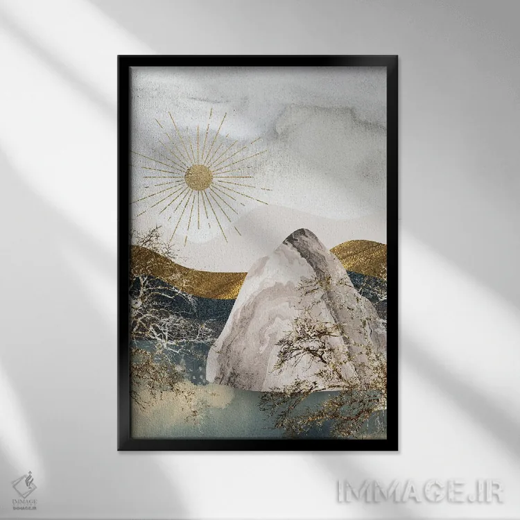 تابلو کوه یخ و خورشید نیمهشب اثر آرسی بسی - نمای قابدار مشکی