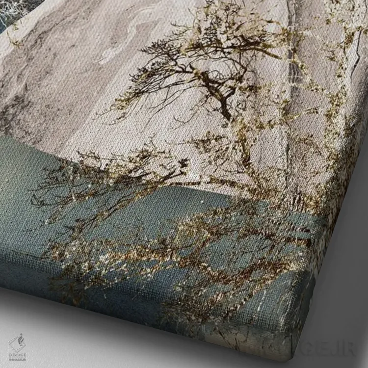 تابلو کوه یخ و خورشید نیمهشب اثر آرسی بسی - نمای نزدیک بافت بوم