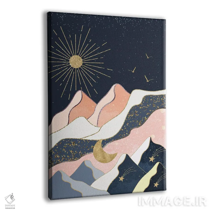 تابلو خورشید، ماه، ستارهها و کوهها اثر آرسی بسی - نمای پرسپکتیو محصول