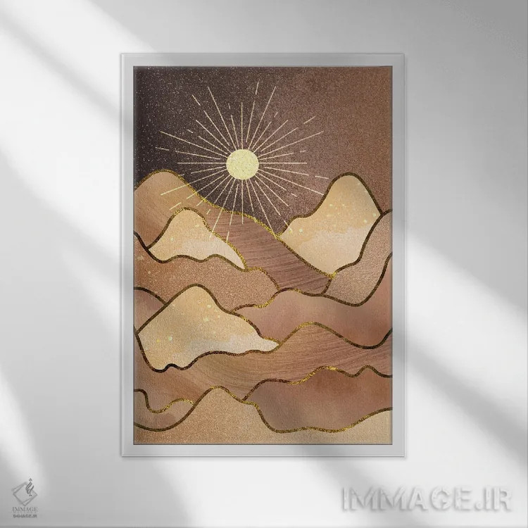 تابلو کوههای آفتابخورده اثر آرسی بسی - نمای قابدار سفید